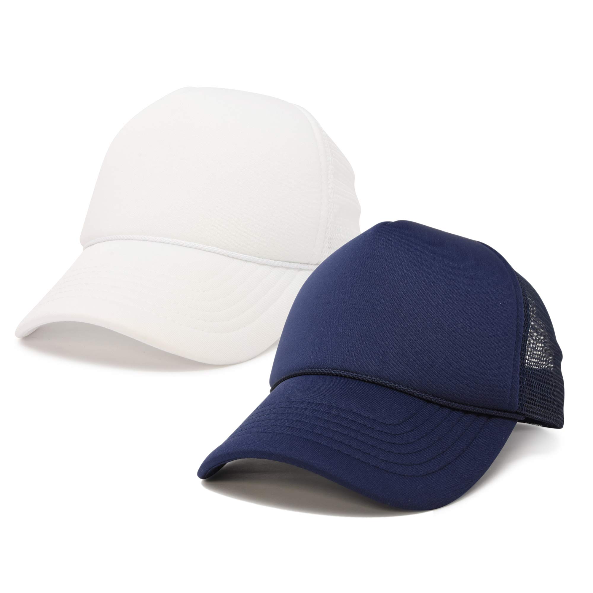 DALIX Solid Blank Trucker Hats 2 Pack - Adjustable Mesh Back Baseball Caps for Men & Women - Perfect for Outdoor Activities, Sports, and Casual Wear