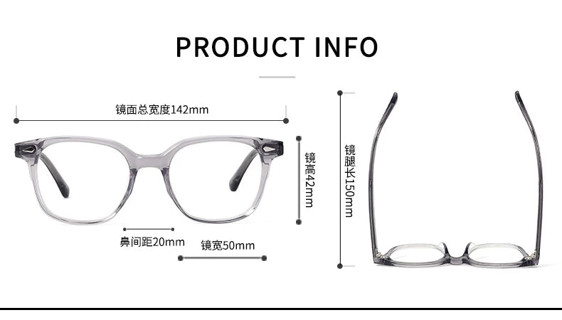 Stylish Black Unisex Square Acetate Eyeglasses Frame 8099 - Perfect for Work, Reading & Fashion Accessories