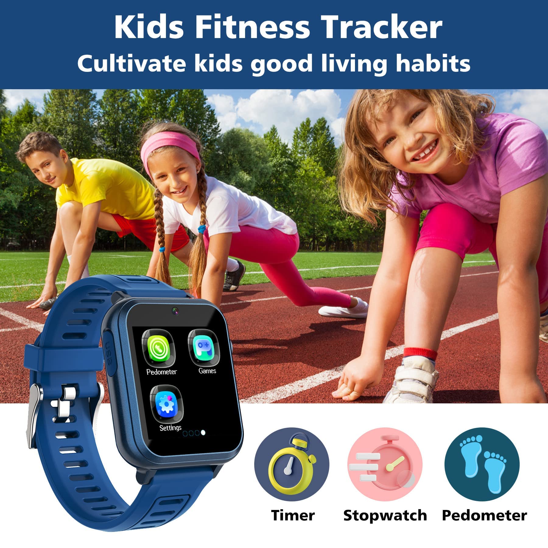 Kids Smart Watch with HD Touchscreen - 5 Languages, 24 Games, Camera & Music Player | Interactive Smartwatch for Boys & Girls | Perfect Gift for Toddlers with Alarm, Calendar & Video Recording | Great for School, Playtime & Outdoor Activities