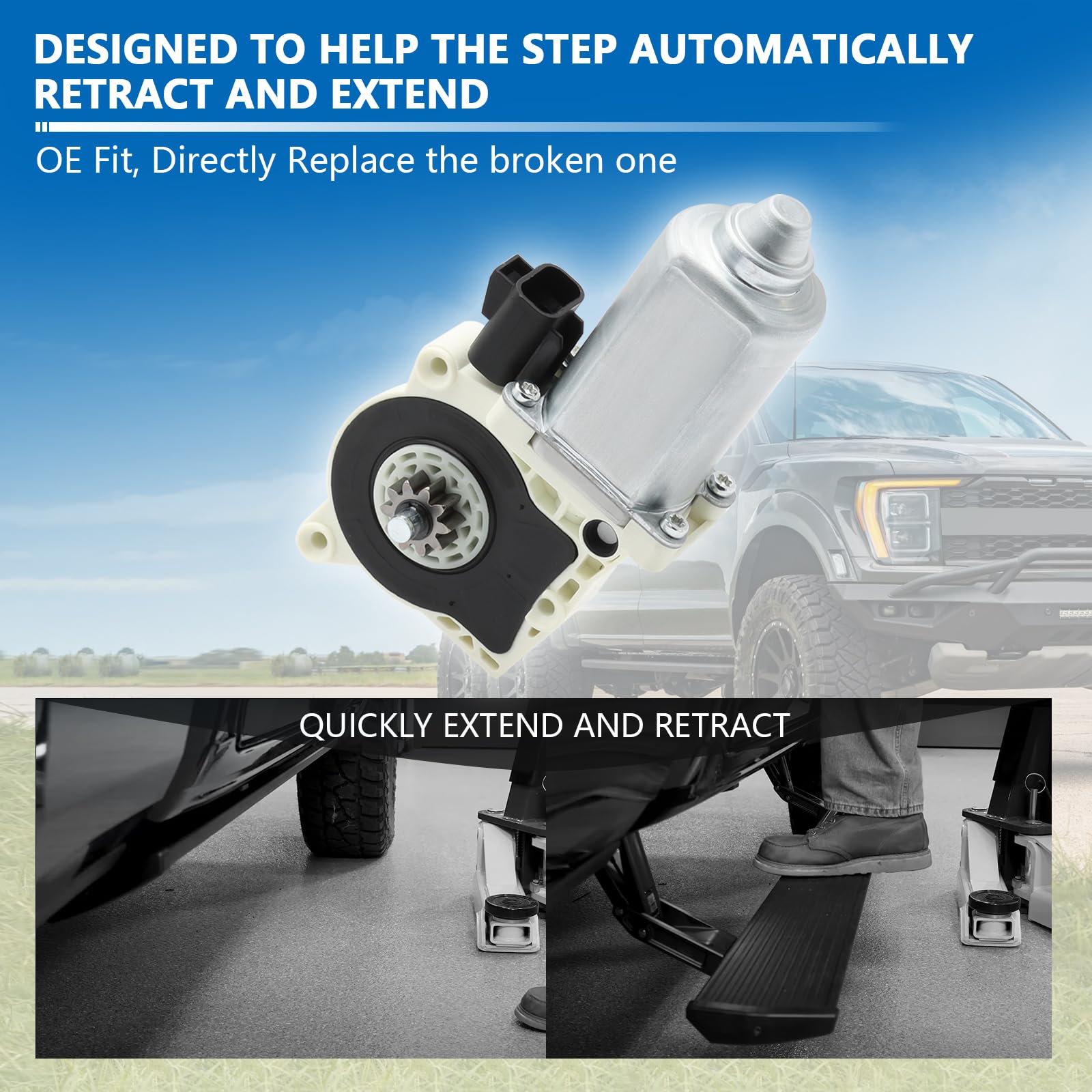 80-03129-90 Amp Step Motor - Replacement Electric Side Step Motor for Ford F-150, Super Duty, GM & Hummer | Compatible with Amp Research PowerStep Running Boards | All-Weather Performance for Off-Road & Truck Accessories