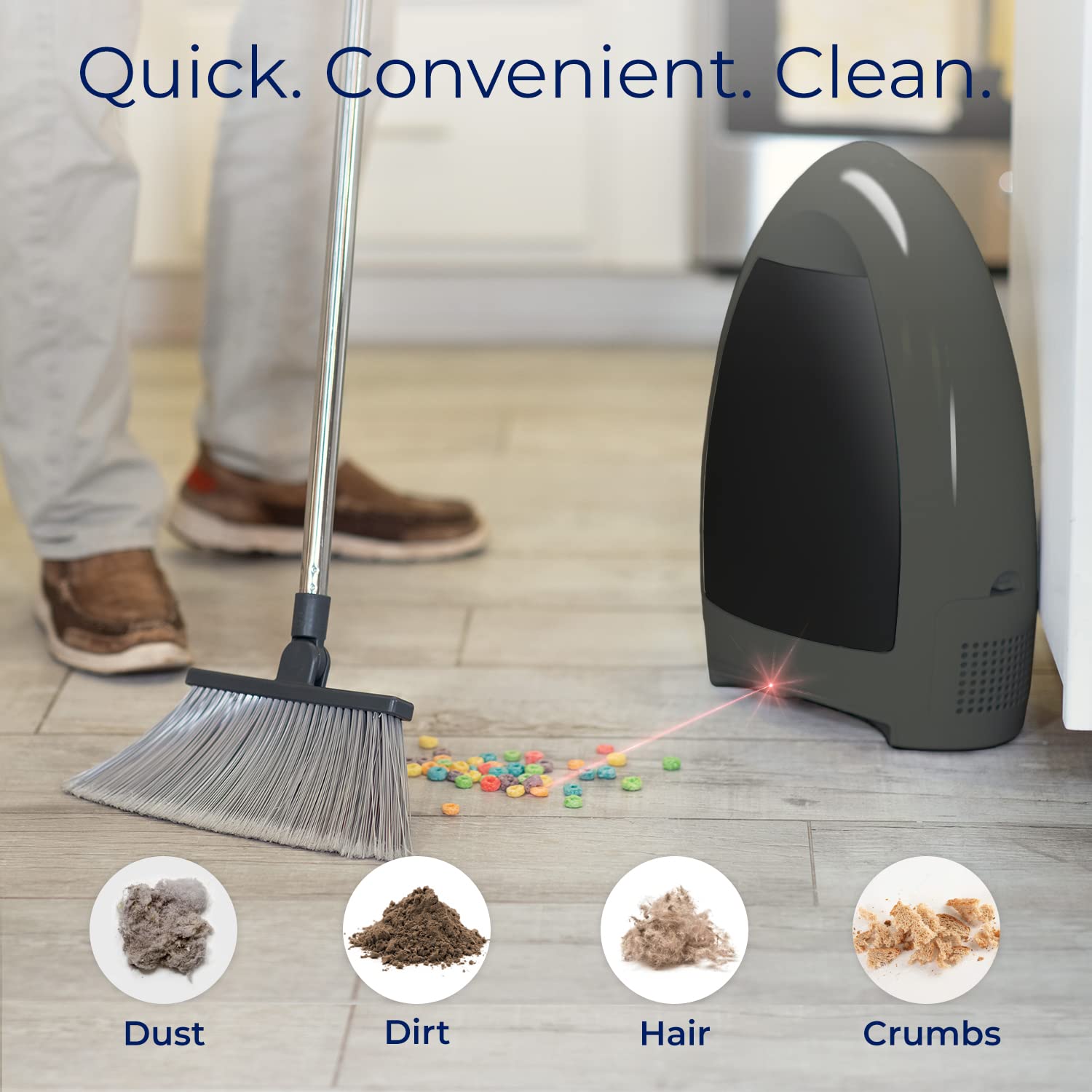 EyeVac Home Touchless Vacuum Cleaner - Dual High-Efficiency Filtration, 1000W Powerful Suction, Corded & Bagless Design with Automatic Sensors (Stone/Black Canister) - Perfect for Pet Hair, Hardwood Floors & Kitchen Cleaning