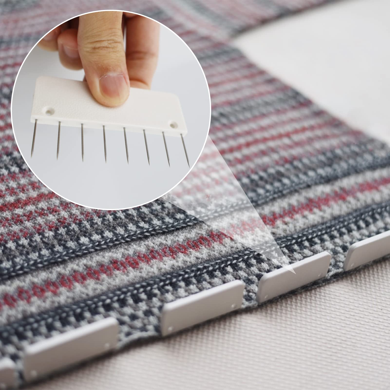 LAMXD 8 Pins Knit Blocking Pins Kit with 32 Combs - Perfect for Blocking Knitting, Crochet, Lace & Needlework Projects - Works with Knitting Blocking Mats - Ideal for Handmade Shawls, Sweaters & DIY Craft Projects