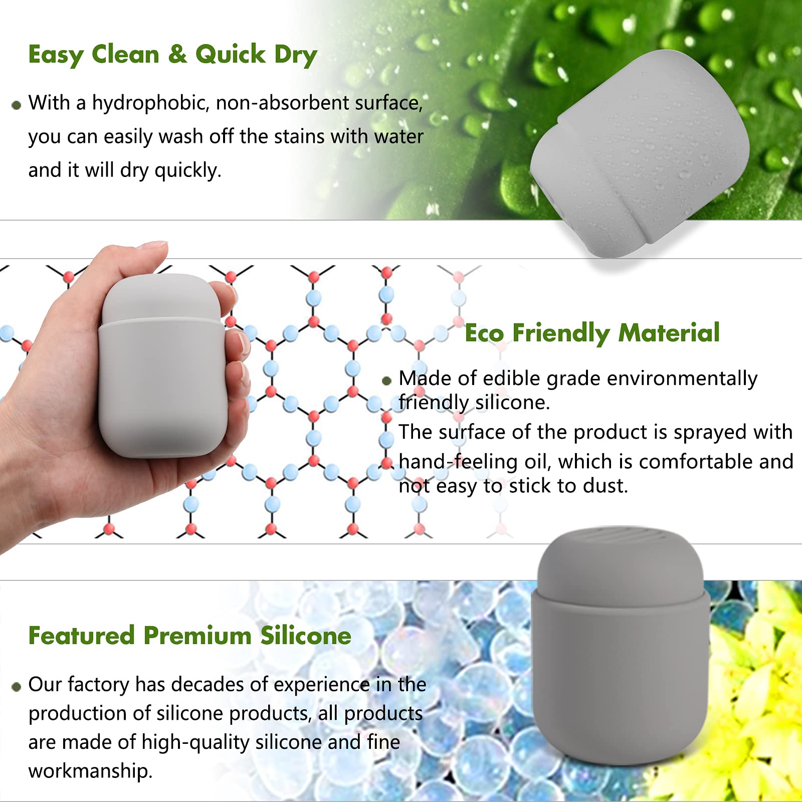 BEZOX Silicone Makeup Sponge Holder with Double-Sided Vent Design - Quick Drying Beauty Blender Case, Travel-Friendly Cosmetic Organizer (Blender Not Included, Grey) | Perfect for Travel, Gym & Everyday Makeup Storage