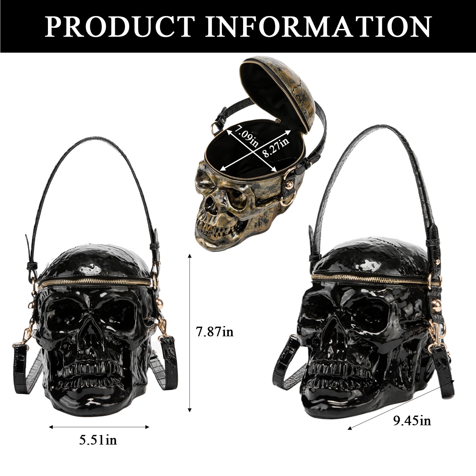 Gothic Skull Purse for Women - Unique Halloween Handbag with Skull Design, Perfect for Halloween Parties, Cosplay, and Gothic Fashion Accessories