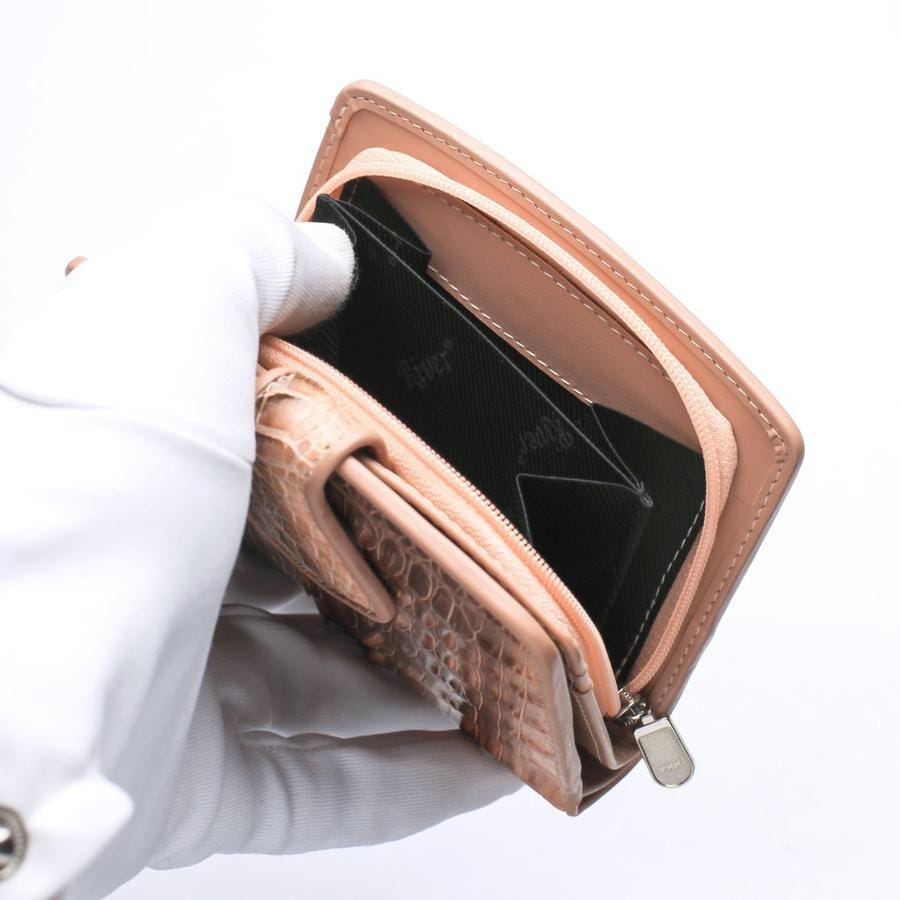 Two-Tone Old Rose Crocodile Embossed Women's Wallet - Luxury Leather Clutch for Everyday Use & Special Occasions