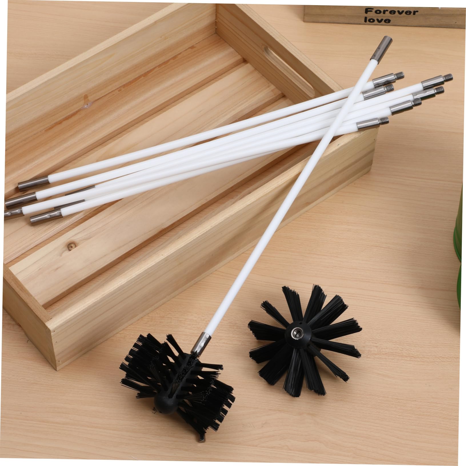 Veemoon 18-Piece Flexible Chimney Brush Kit with 2 Brush Heads & Hexagonal Handle - Easy Cleaning for Fireplaces, Wood Stoves, and HVAC Ducts