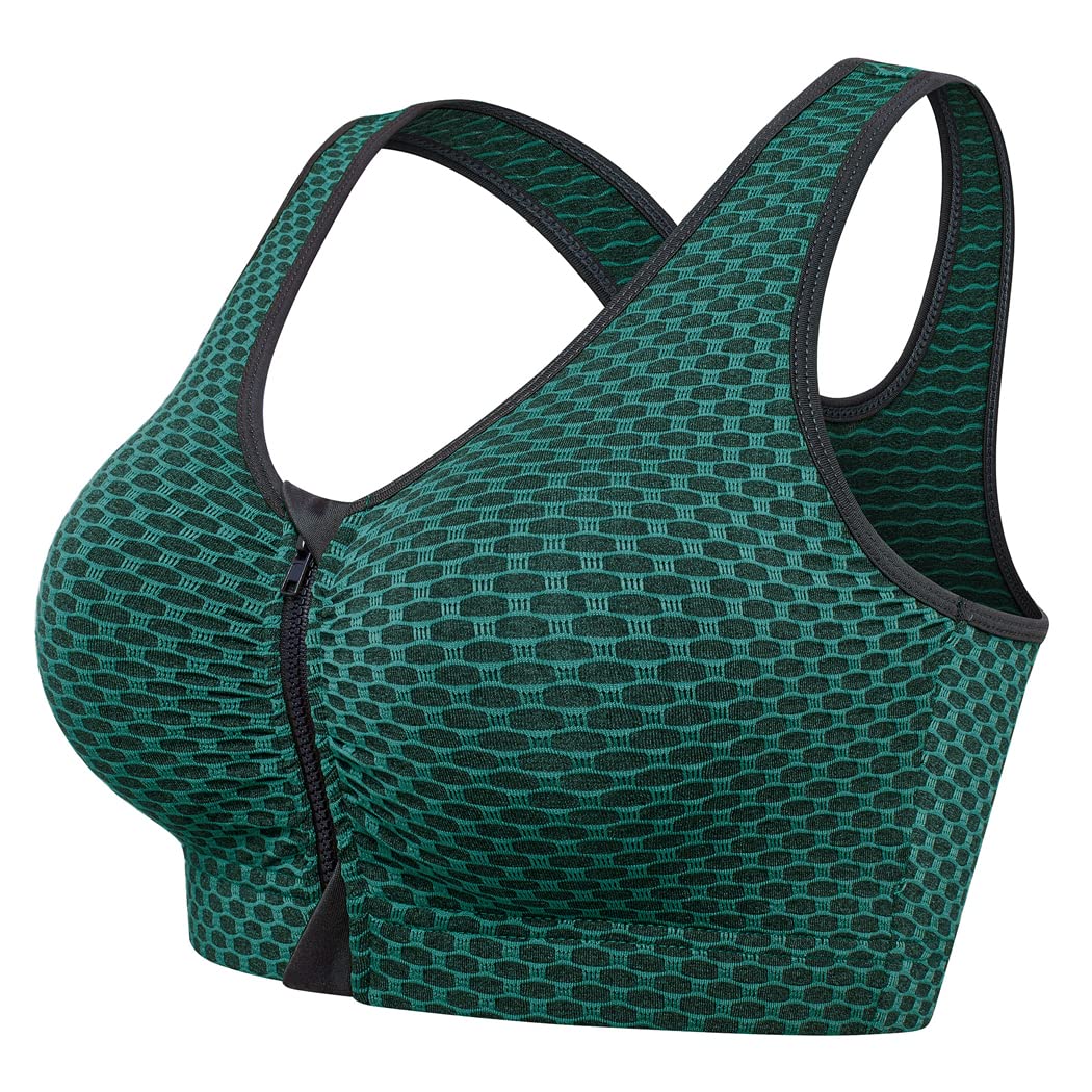 Wireless Post-Surgery Sports Bra for Women - Front Zipper Closure Racerback Yoga Bra - Perfect for Recovery, Workouts & Everyday Comfort