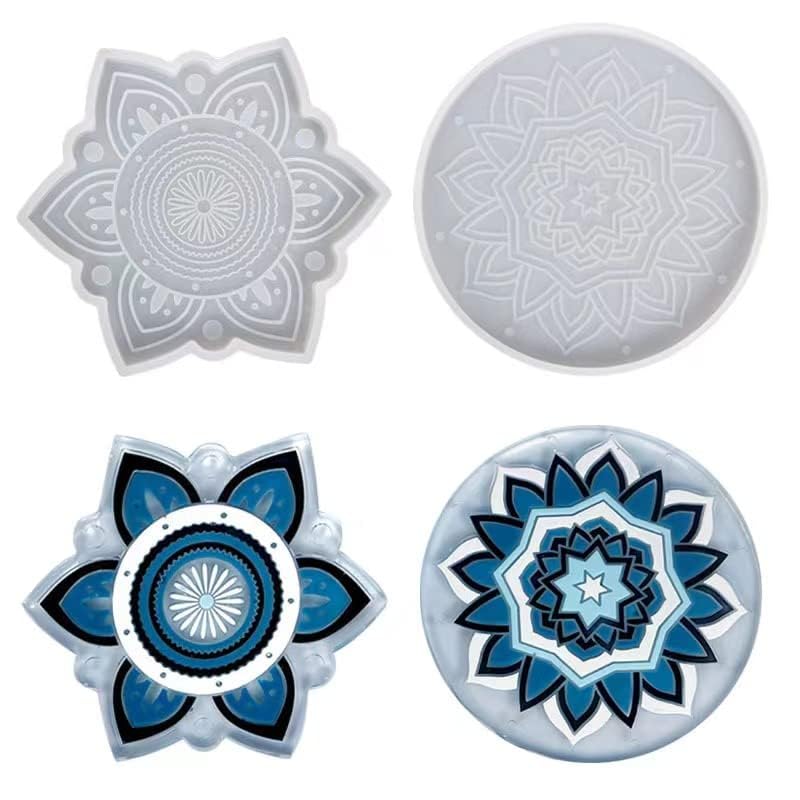 2 Pack Silicone Coaster Molds for Resin Casting - Mandala Pattern Epoxy Coaster Molds - DIY Resin Art Supplies for Home Decor, Handmade Gifts & Tabletop Protection