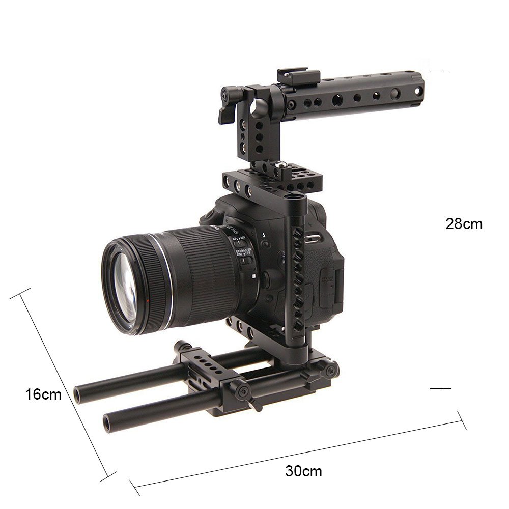 CAMVATE Camera Cage Rig Top Handle Tripod Mount Plate Compatible for Sony Panasonic DSLR Cameras (Black) - 1136 | Professional Video Shooting, Vlogging & Photography Accessory