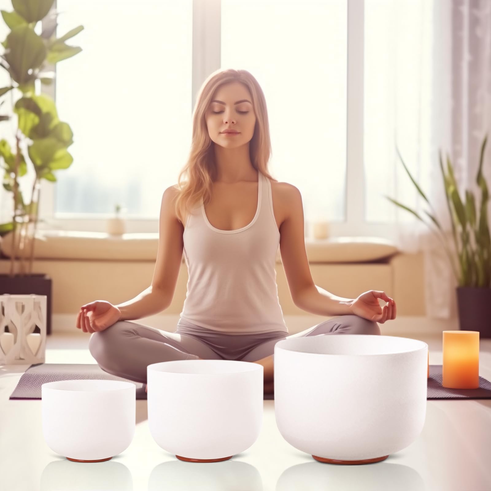 3-Piece 432Hz Crystal Singing Bowl Set (7-9 Inch) for Meditation, Yoga & Chakra Healing - Includes Travel Carry Case - Perfect Spiritual Gift for Men & Women - Ideal for Home Meditation, Sound Therapy & Energy Cleansing