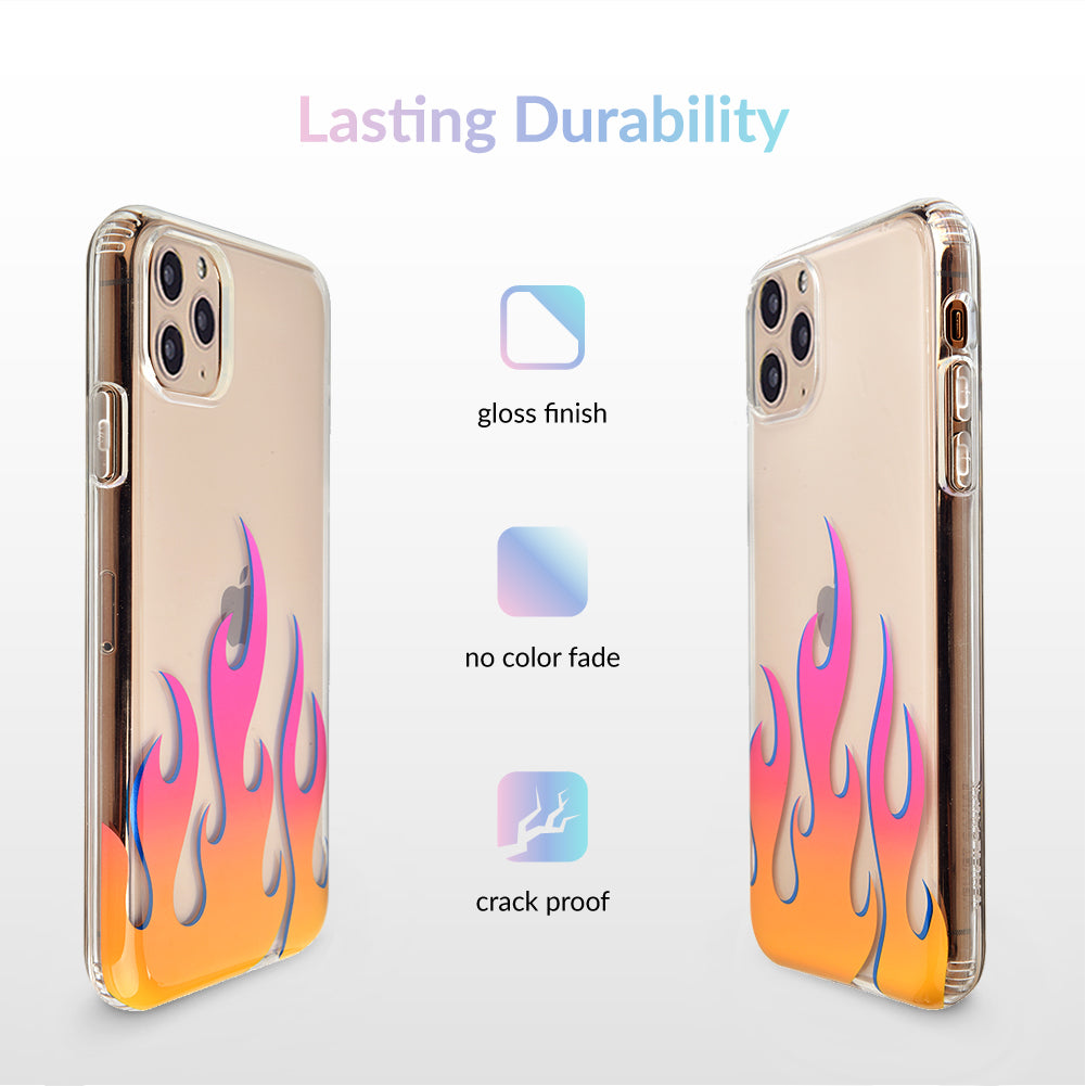 Flames Clear iPhone Case - Durable Protective Cover for iPhone 12/13/14/15 Pro Max - Slim Scratch-Resistant Shockproof Phone Case - Perfect for Daily Use, Travel & Outdoor Activities