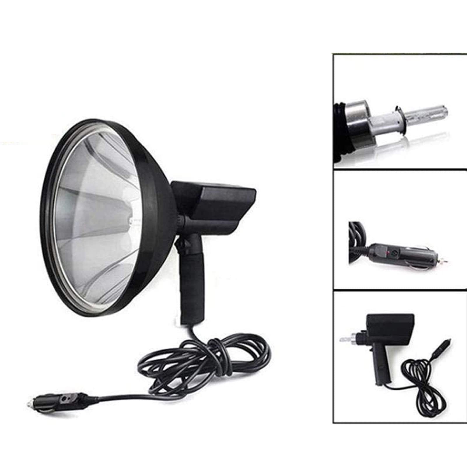 Garosa 100W HID Portable Xenon Spotlight - 12V DC Handheld Flashlight with Spot Beam for Hunting, Camping, Fishing & Boat Use - 9 Inch Durable Work Light for Outdoor & Indoor Activities (Black)