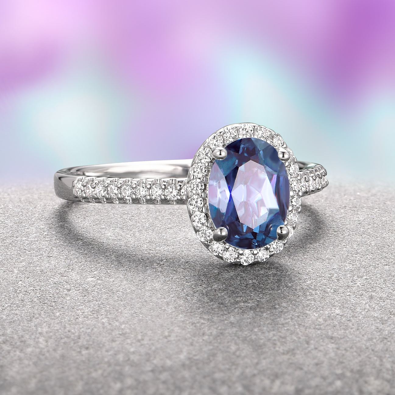 Lab Grown Alexandrite Ring - 925 Sterling Silver Jewelry for Women | Elegant Birthstone Gift for Anniversary, Engagement & Special Occasions