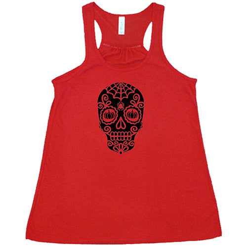 Skull With Pumpkin Eyes T-Shirt - Halloween Graphic Tee for Men & Women - Spooky Casual Wear for Parties & Costumes