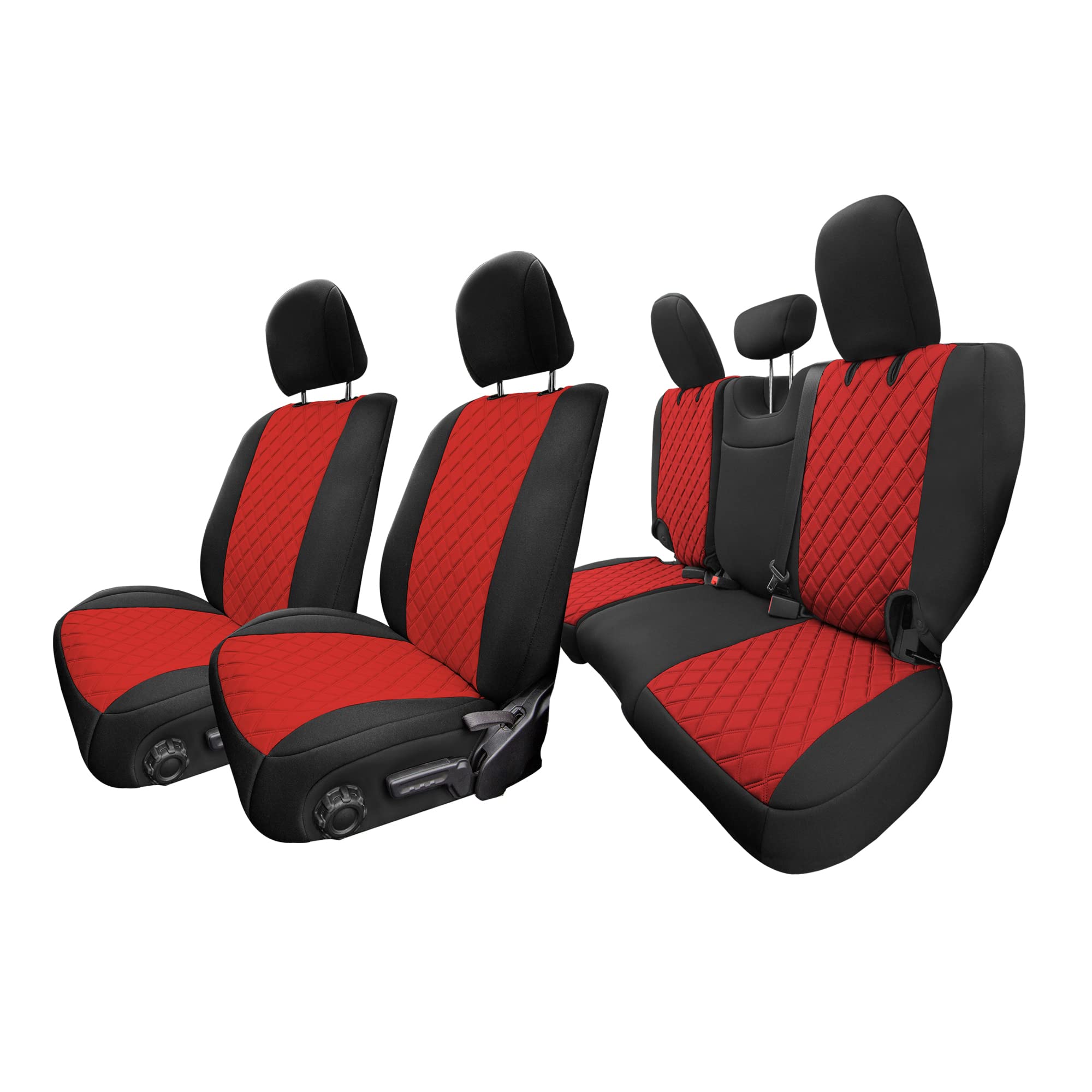 TLH Custom Fit Neoprene Seat Covers for Jeep Wrangler JL 4DR (2018-2021) - Waterproof Red Car Seat Covers | Durable Automotive Interior Accessories | Perfect for Off-Roading, Camping & Daily Commute