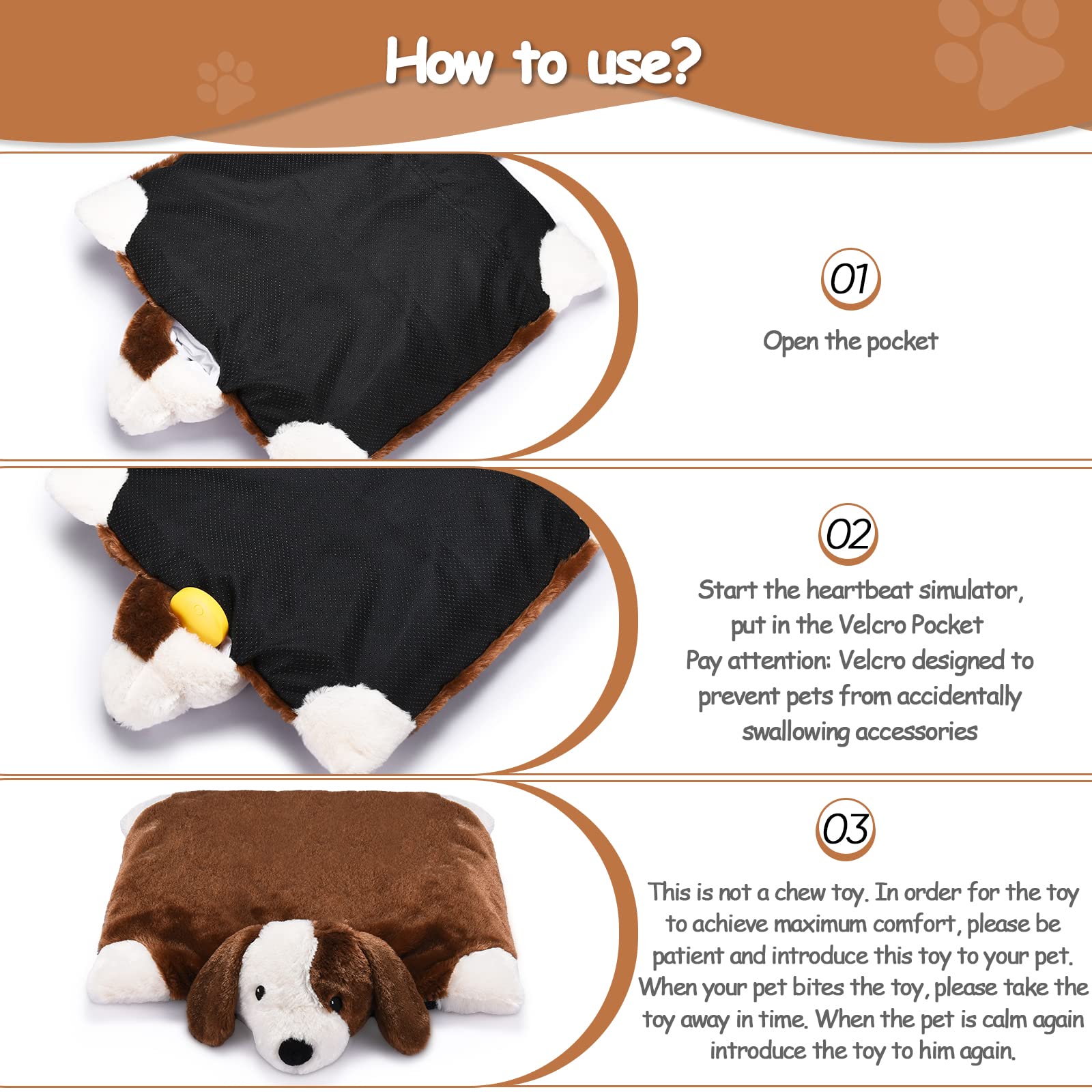 **Calming Heartbeat Stuffed Animal Toy for Dogs – Anxiety Relief, Crate Training & Sleep Aid – Soft Plush Puppy Comfort Toy for Stress Relief, Separation Anxiety, and Cuddling (Perfect for New Puppies, Travel, and Bedtime Comfort)**