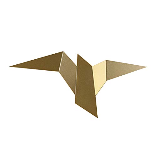 LITFAD Minimalist Gold LED Iron Crane Bird Wall Lamp - Modern Flush Mount Wall Sconce with White Light for Stairs, Bedroom & Hotel Decor | Elegant Lighting Fixture for Home and Commercial Spaces