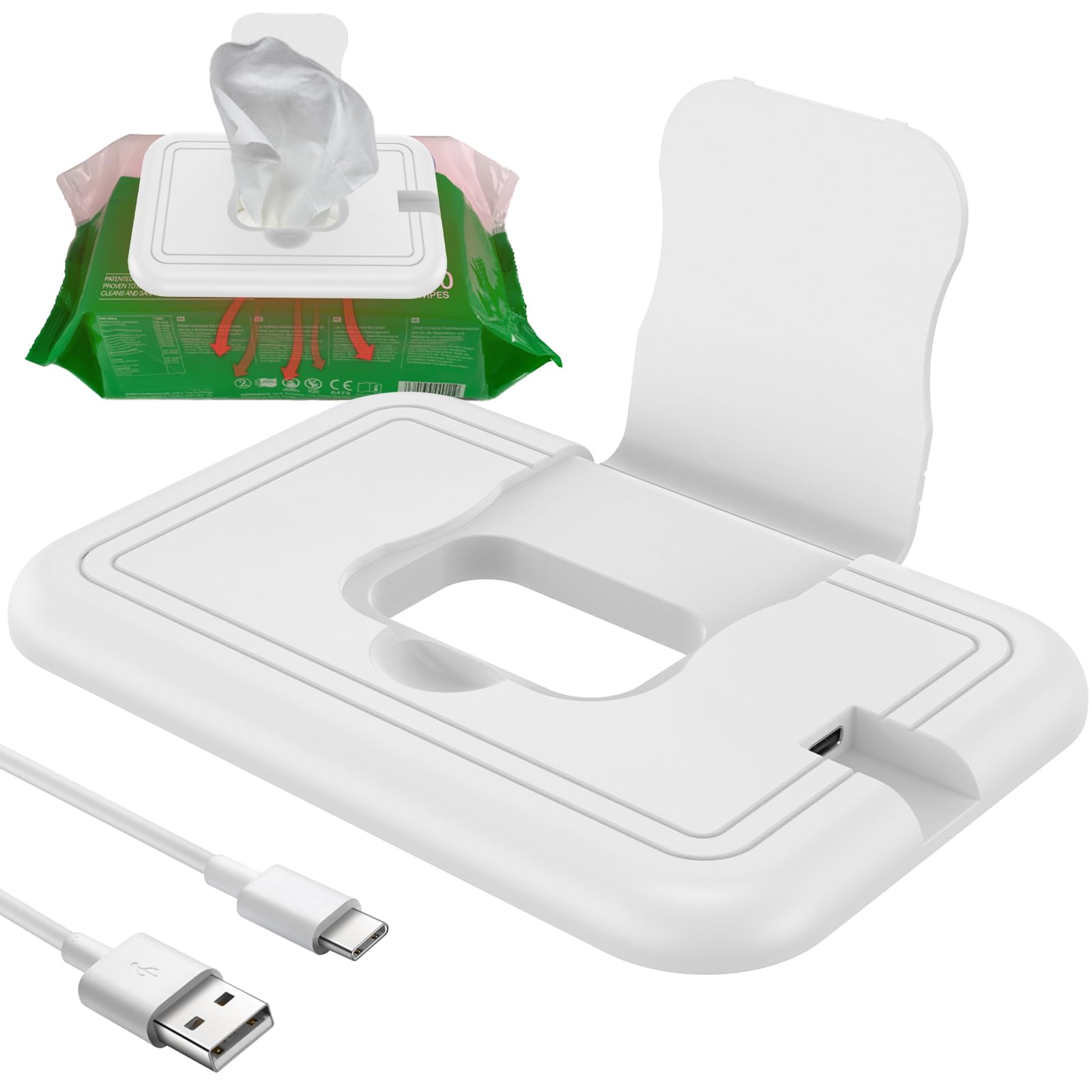 Portable USB Baby Wipe Warmer - Fast Heating Travel Wipes Heater for Diaper Changing (40-55℃) | Compact 5.9×3.9×0.39in Design | Perfect for Home, Nursery, Car & On-the-Go Parents