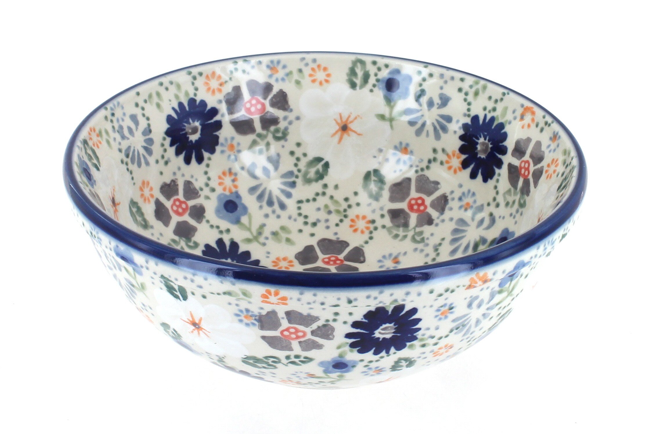 Handmade Blue Rose Polish Pottery Bowl - Ceramic Cereal & Soup Bowl for Breakfast, Dessert, or Soup - Perfect for Home Dining & Gifts