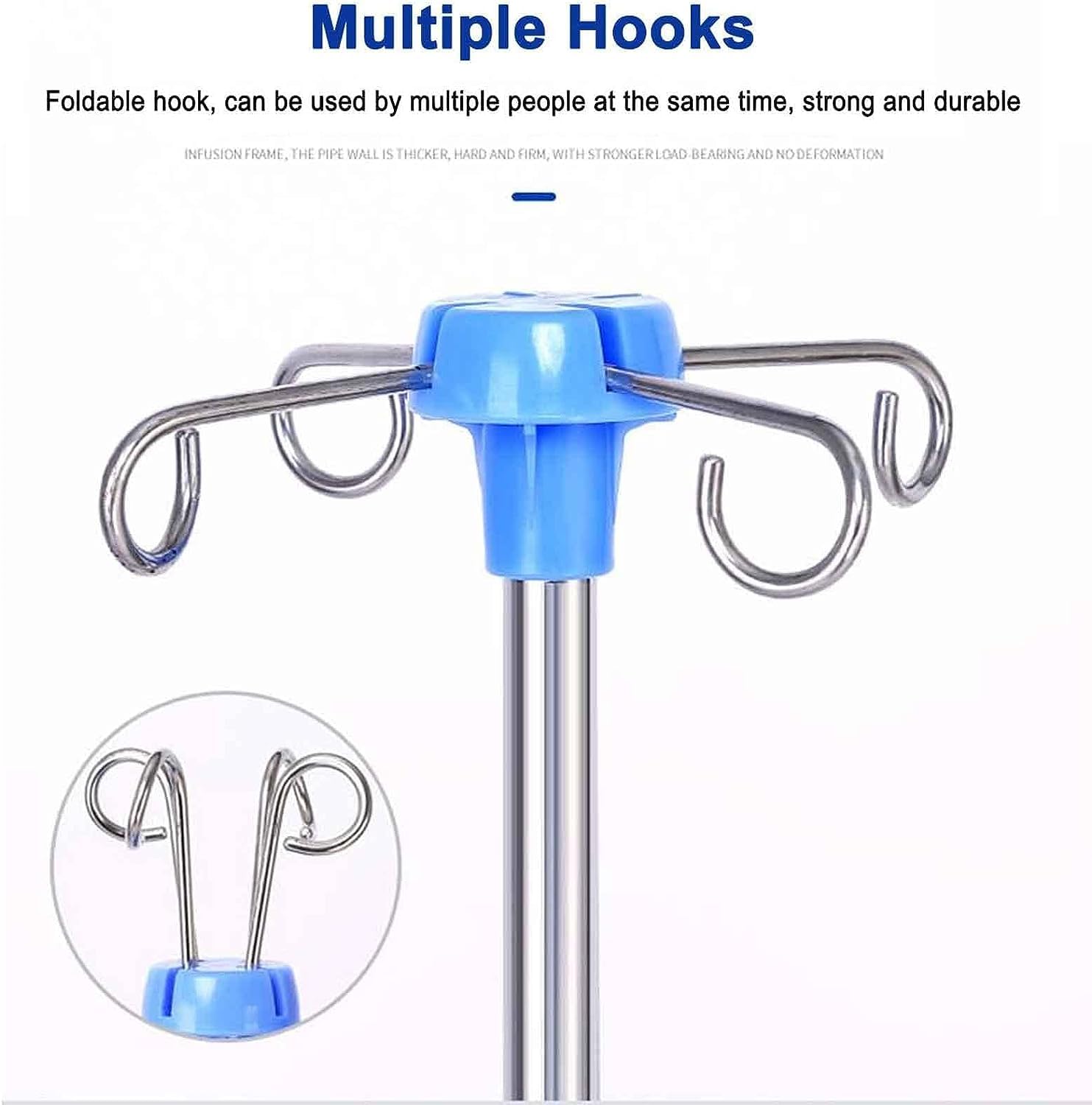 Adjustable IV Pole Stand 43-75 Inches - Portable Medical Infusion Stand with Wheels for Hospital, Clinic & Home Use | Ideal for IV Therapy, Hydration & Medication Administration