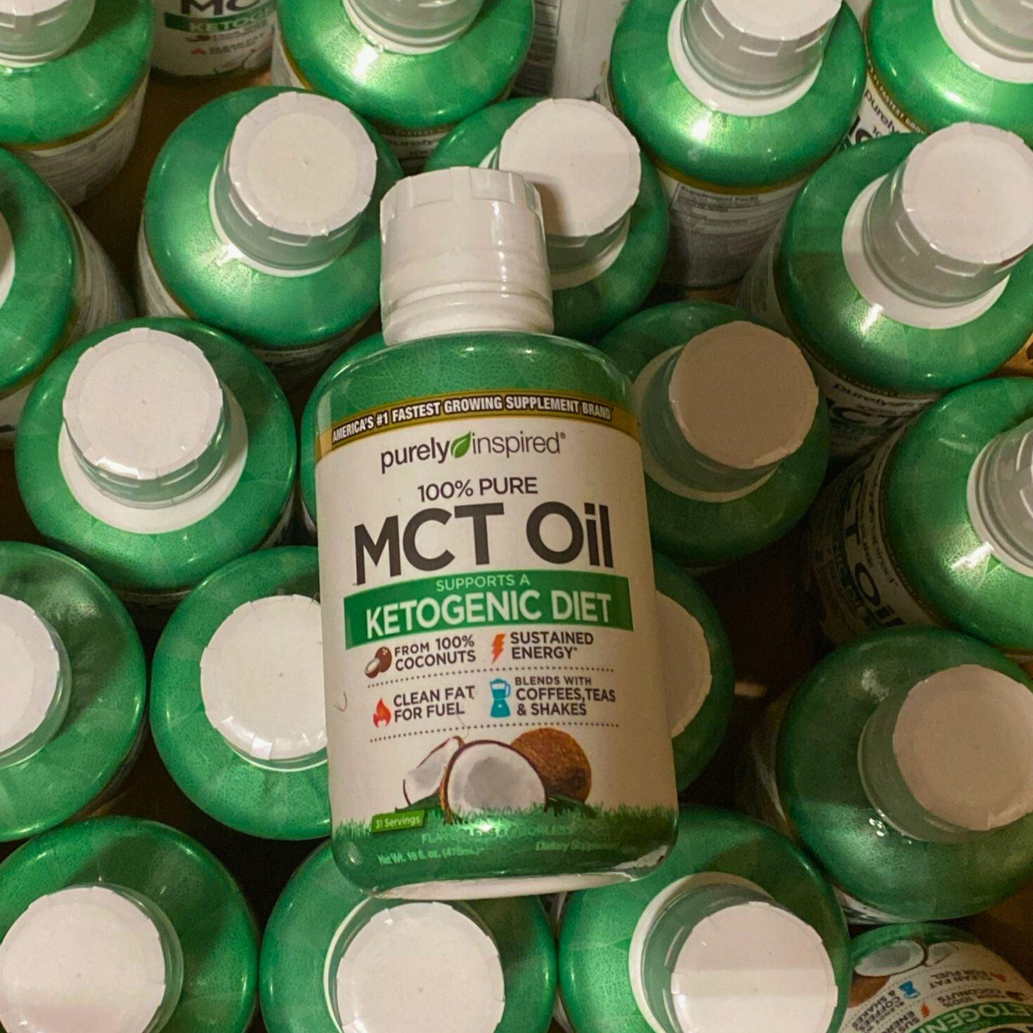 Purely Inspired 100% Pure MCT Oil - 16oz Bottle (Pack of 30) | 31 Servings per Bottle | Keto & Paleo Diet Friendly | Supports Energy & Weight Management | Perfect for Coffee, Smoothies & Cooking