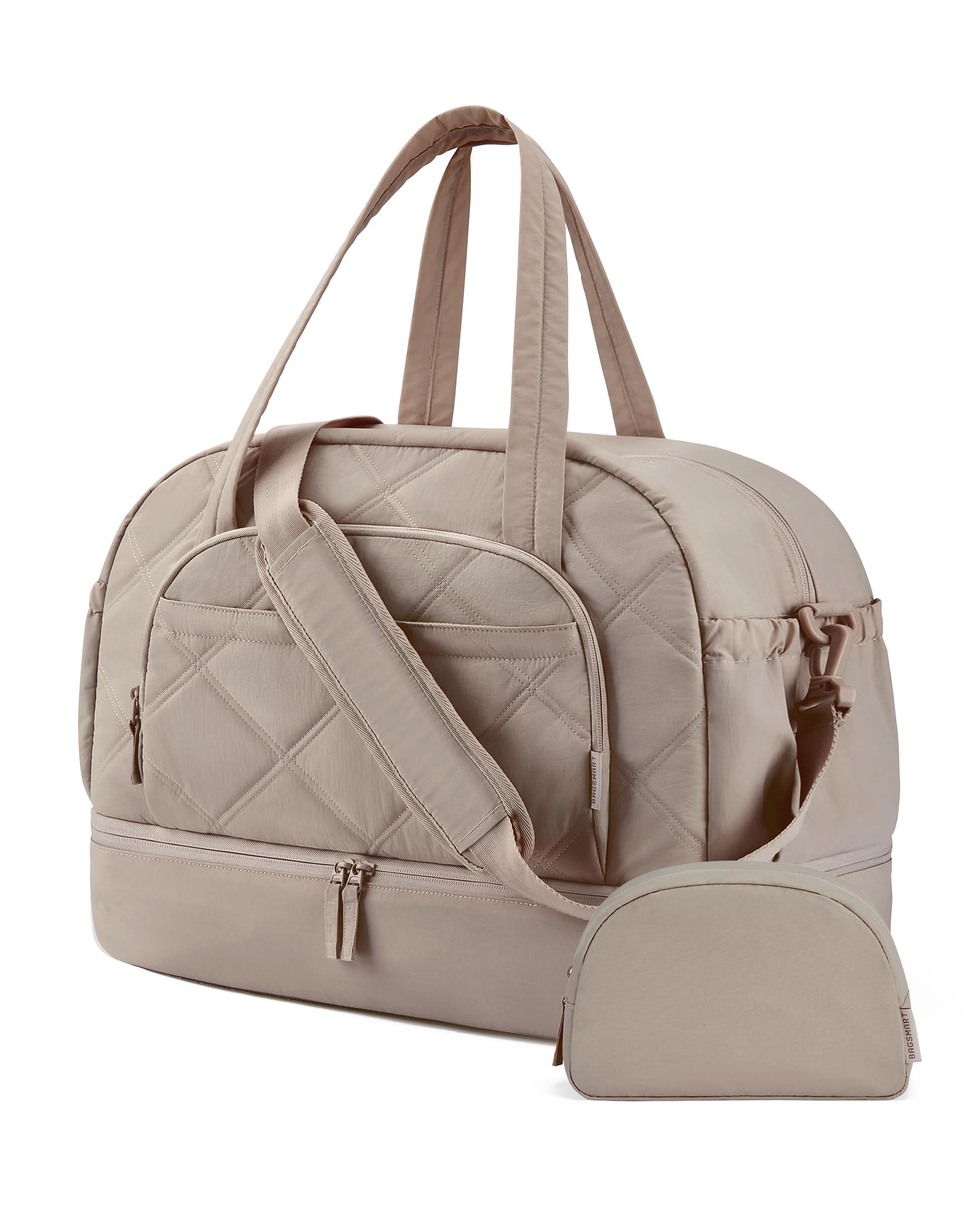 BAGSMART Women's Gym Bag - Puffy Travel Duffel Bag with Shoe Compartment & Toiletry Bag | Carry-On Weekender Overnight Tote for Airlines, Sports, Workouts & Travel | Perfect for Gym, Yoga, Business Trips & Weekend Getaways