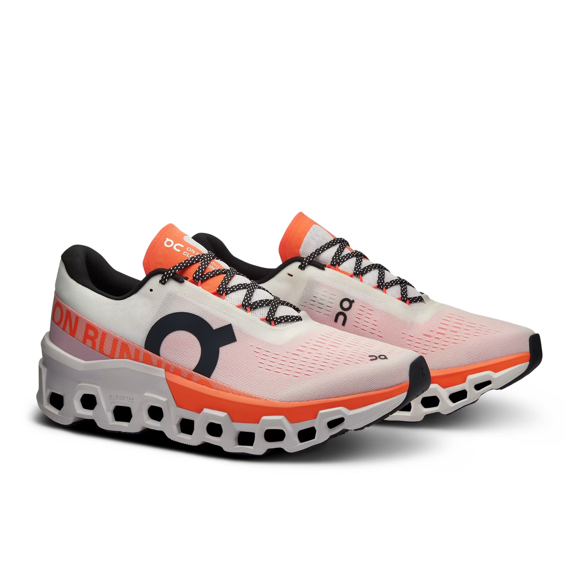 ON Men's Cloudmonster 2 Running Shoes - White/Flame - Lightweight Cushioned Sneakers for Road Running, Jogging & Gym Workouts