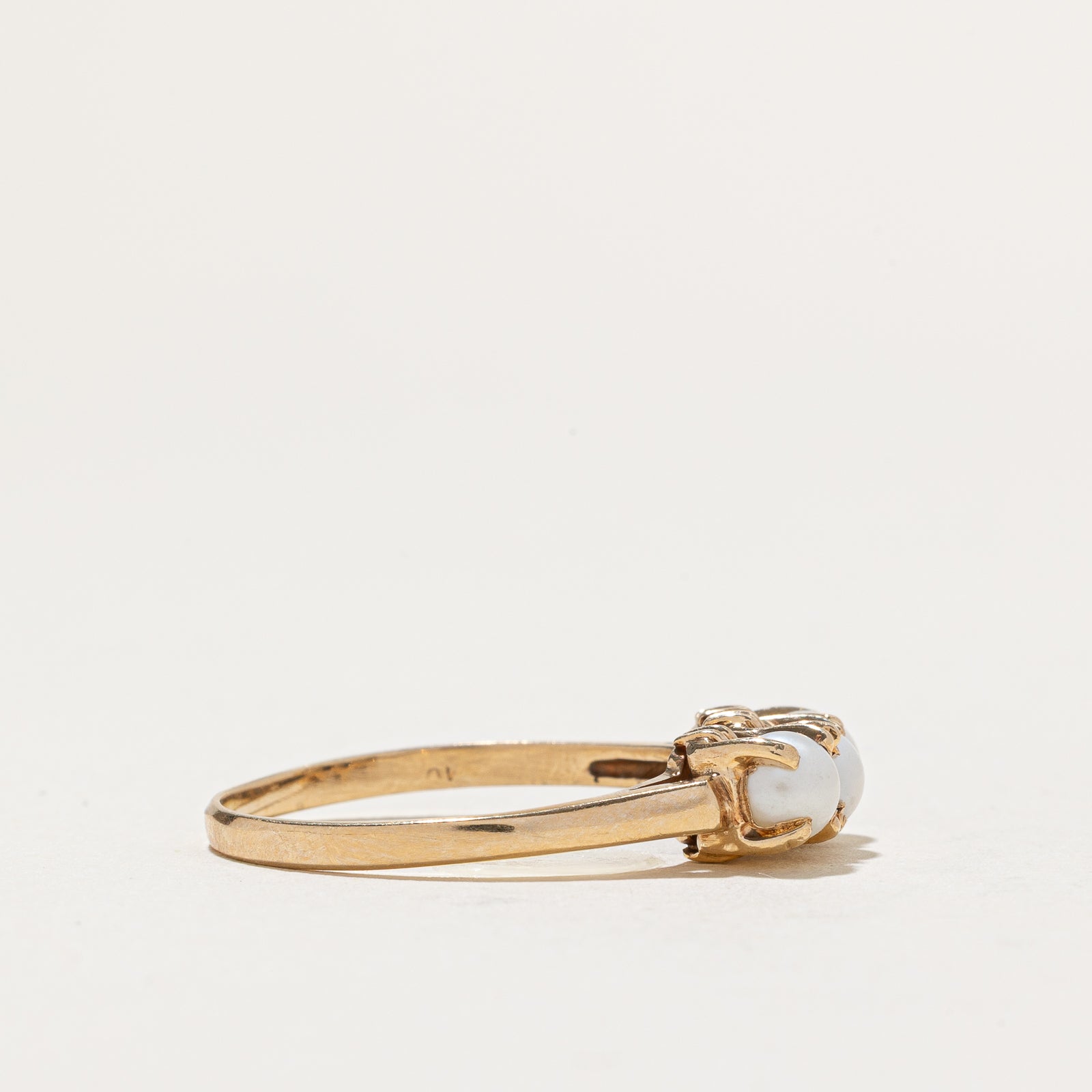Three Stone Pearl Ring - Size 9 | Elegant Pearl Jewelry for Women, Perfect for Weddings, Anniversaries & Special Occasions