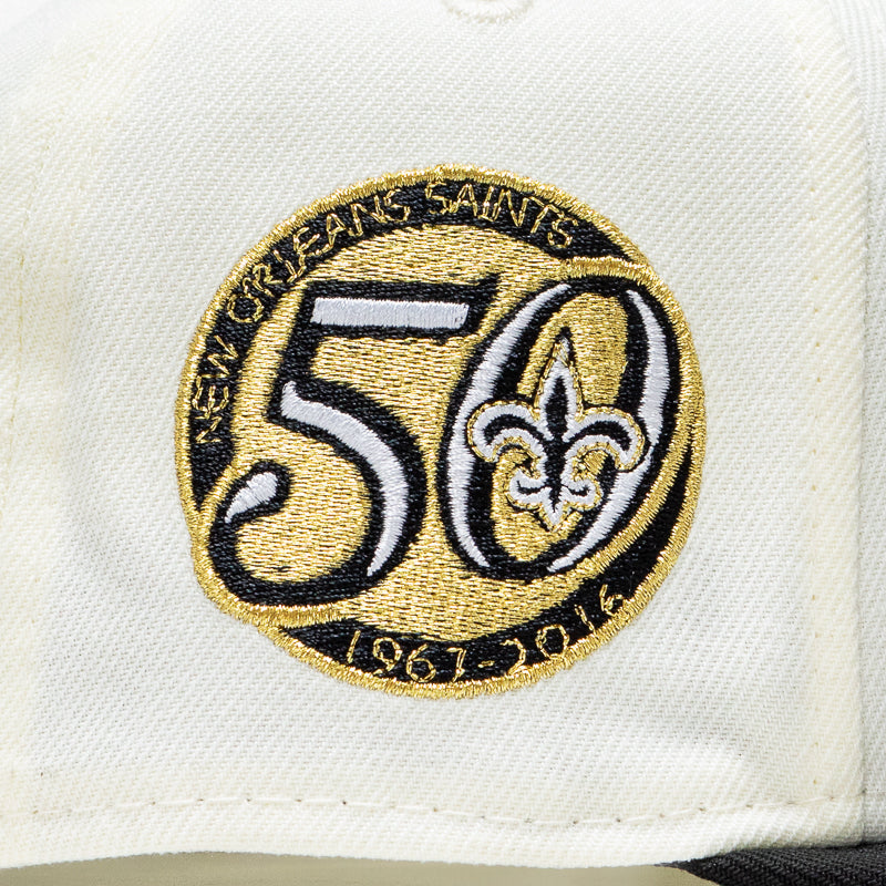 New Era x Politics New Orleans Saints 59FIFTY Fitted Hat - Chrome/Black - Official NFL Snapback Cap for Men & Women - Perfect for Game Day, Sports Events & Streetwear Fashion