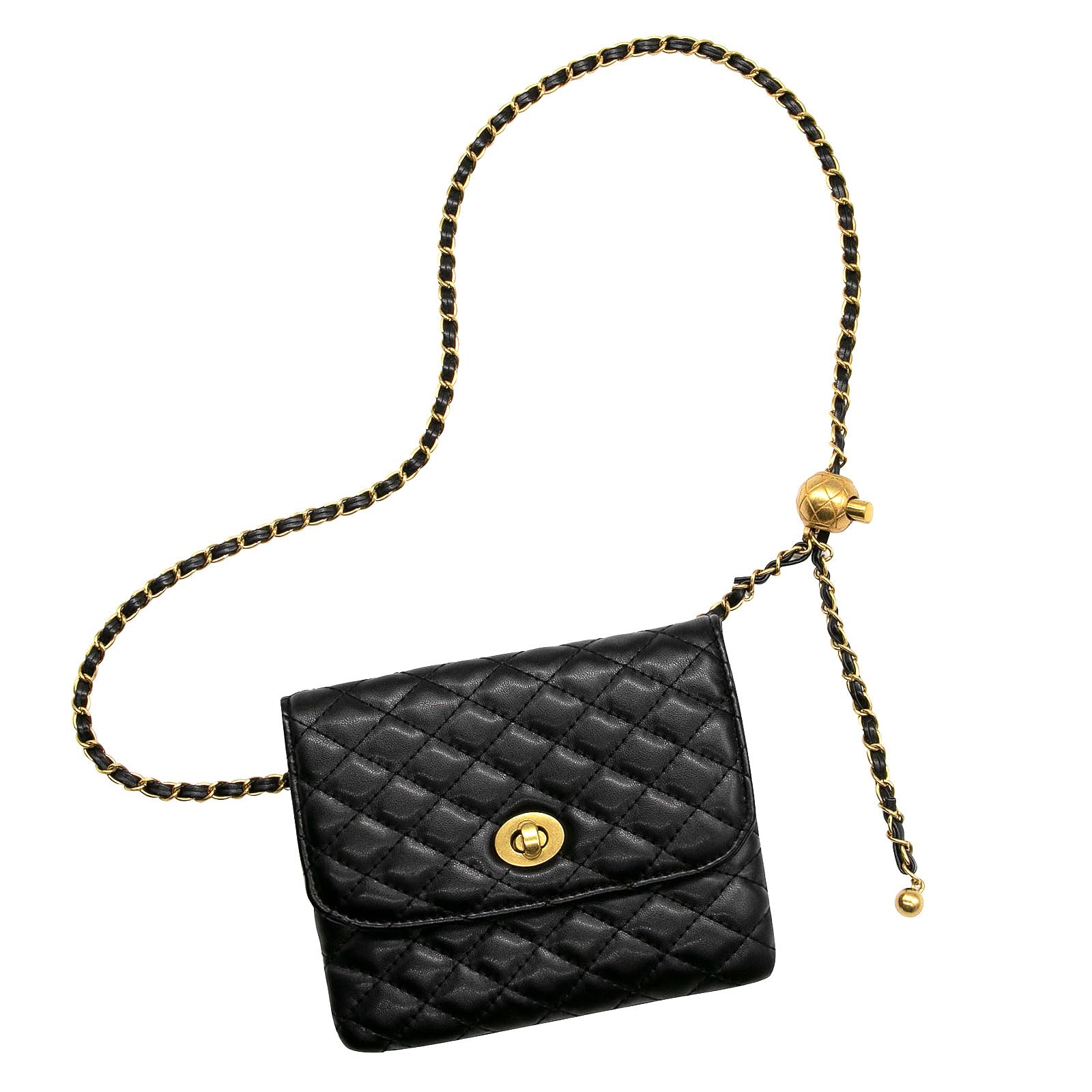 YAMEIZE Women's PU Leather Chain Belt Bag - Stylish Crossbody Waist Pack Fanny Bag with Detachable Chain for Evening Out, Party, Travel & Daily Use