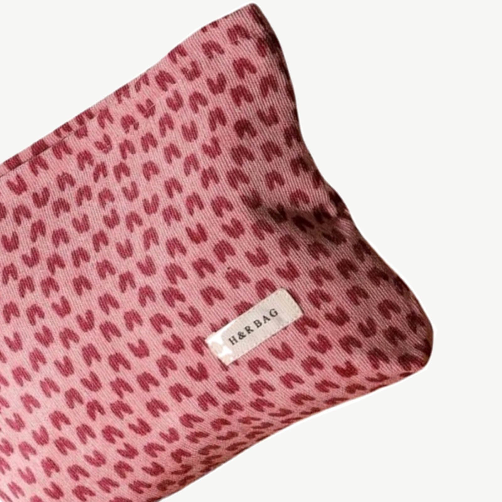 HEY M&Q Women's Pink Heart Corduroy Makeup Bag - Small Travel Toiletry Pouch, Portable Cosmetic Organizer with Zipper for Daily Use, Gifts, and Travel Essentials