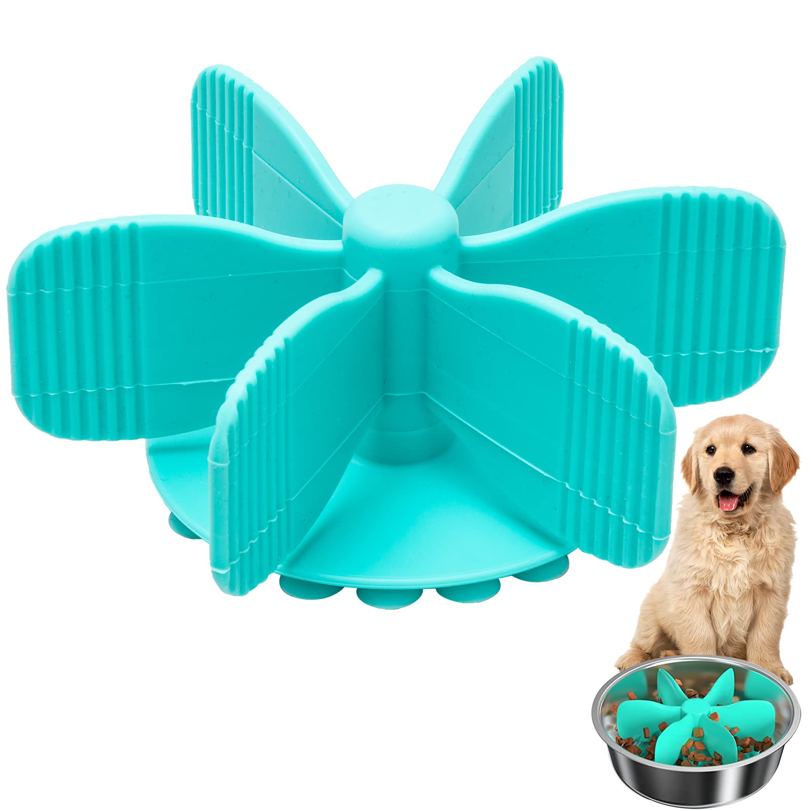 FeiouPJ Slow Feeder Dog Bowl Insert - 6.7 Inch Non-Slip Silicone Mat with 36 Strong Suction Cups - Perfect for Small, Medium & Large Dogs - Helps Prevent Bloat & Improve Digestion - Ideal for Elevated or Regular Dog Bowls - Great for Fast Eaters & Mealtime Enrichment