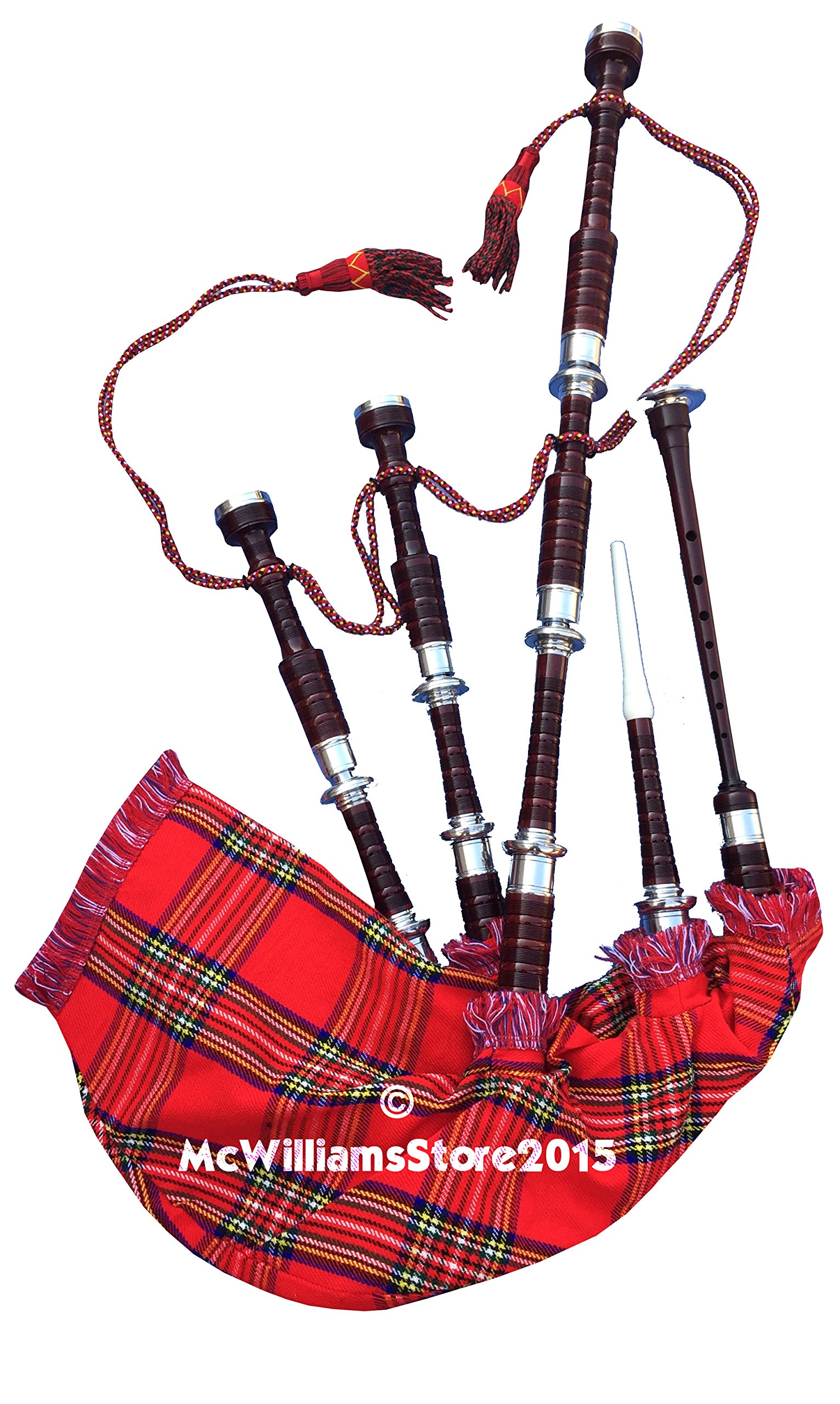 Professional Scottish Highland Bagpipes with Natural FNS Mounts, RS Tartan, and Hard Case - Perfect for Traditional Performances, Ceremonies, and Cultural Events