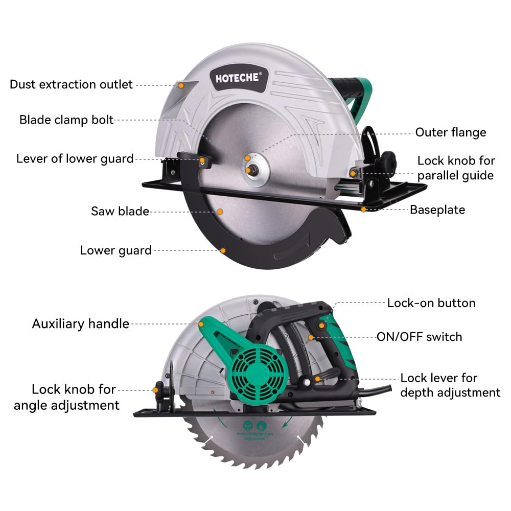 Hoteche 12-Inch 4-HP Compact Portable Circular Table Saw with Blade - Perfect for Woodworking, DIY Projects & Home Renovations