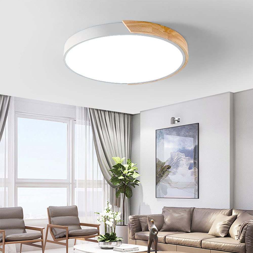 Dimmable LED Panel Ceiling Light - Tri-Color Adjustable Flush Mount Lighting Fixture - Easy Install Nordic Macaron Style - Perfect for Kids Room, Bedroom & Nursery Lighting