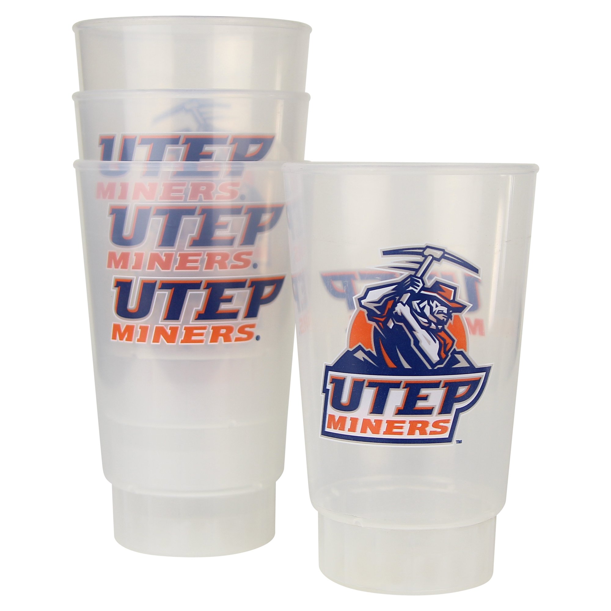 Whirley Drink Works NCAA Frosted Plastic Tailgating Cups - 16oz (4-Pack) - Durable Party Cups for College Football, BBQs, Camping & Outdoor Events