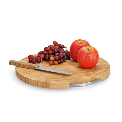 Premium Bamboo Cutting Board with Metal Handle - Durable & Stylish for Kitchen, BBQ, and Serving - Various Shapes Available