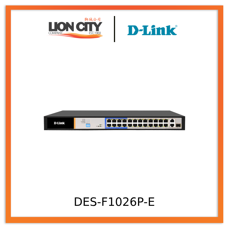 D-Link DES-1026P 26-Port Gigabit PoE Switch with 24 PoE+ Ports & 2 SFP Uplinks - Ideal for Office Networks, IP Camera Systems, and VoIP Phone Setups