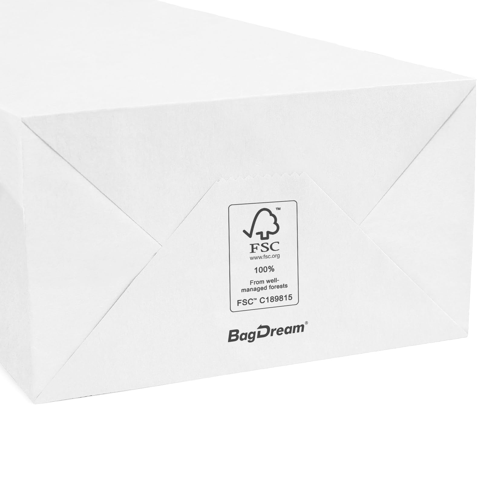 BagDream 100-Pack Kraft Paper Lunch Bags 12lb Bulk - 7x4.5x13.75 Inches White Brown Sandwich Snack Bags for School, Picnic, Office & Bakery Use