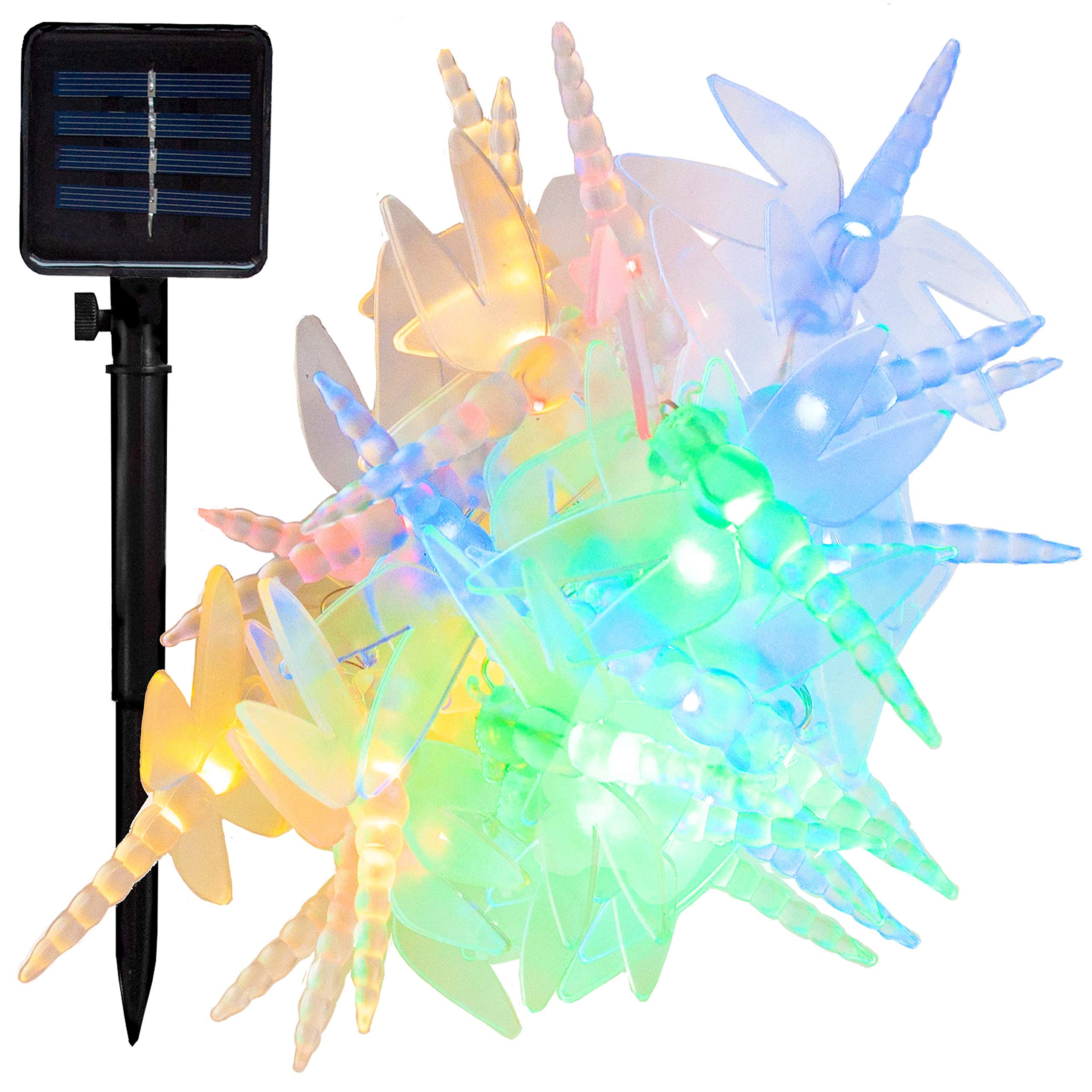 Solar Dragonfly LED Lights - 100 LED, 25ft, Multi-Color for Garden & Patio