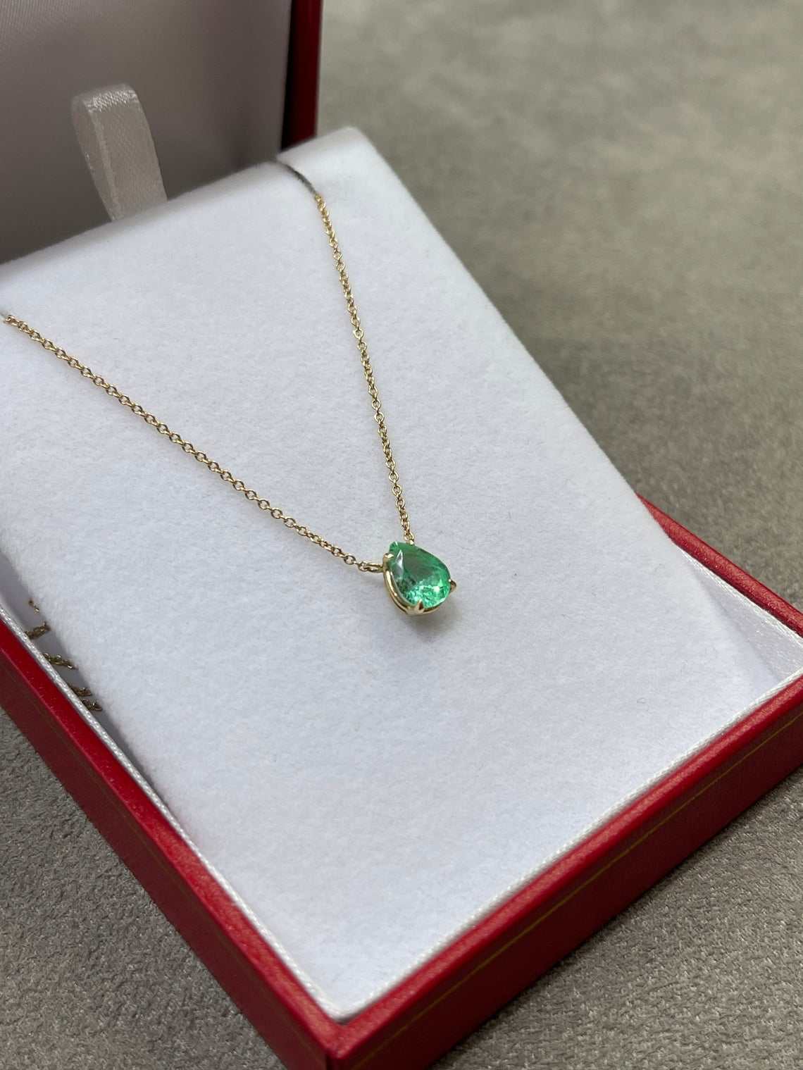 1.07 Carat Genuine Colombian Emerald Pear Solitaire Necklace in 14K Gold - Perfect for Weddings, Anniversaries & Special Occasions