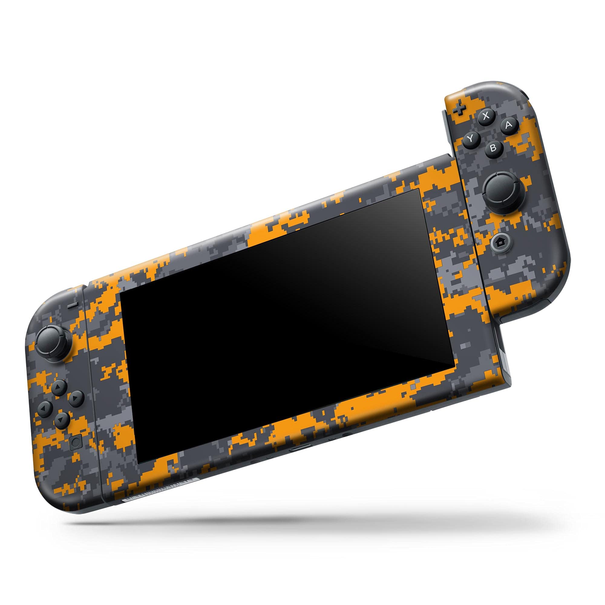 Nintendo Switch OLED Skin Decal - Scratch-Resistant Removable Vinyl Wrap Cover Compatible with Switch OLED Console & Joy-Con - Orange Gray Digital Camouflage Design for Gaming Protection & Style Upgrade