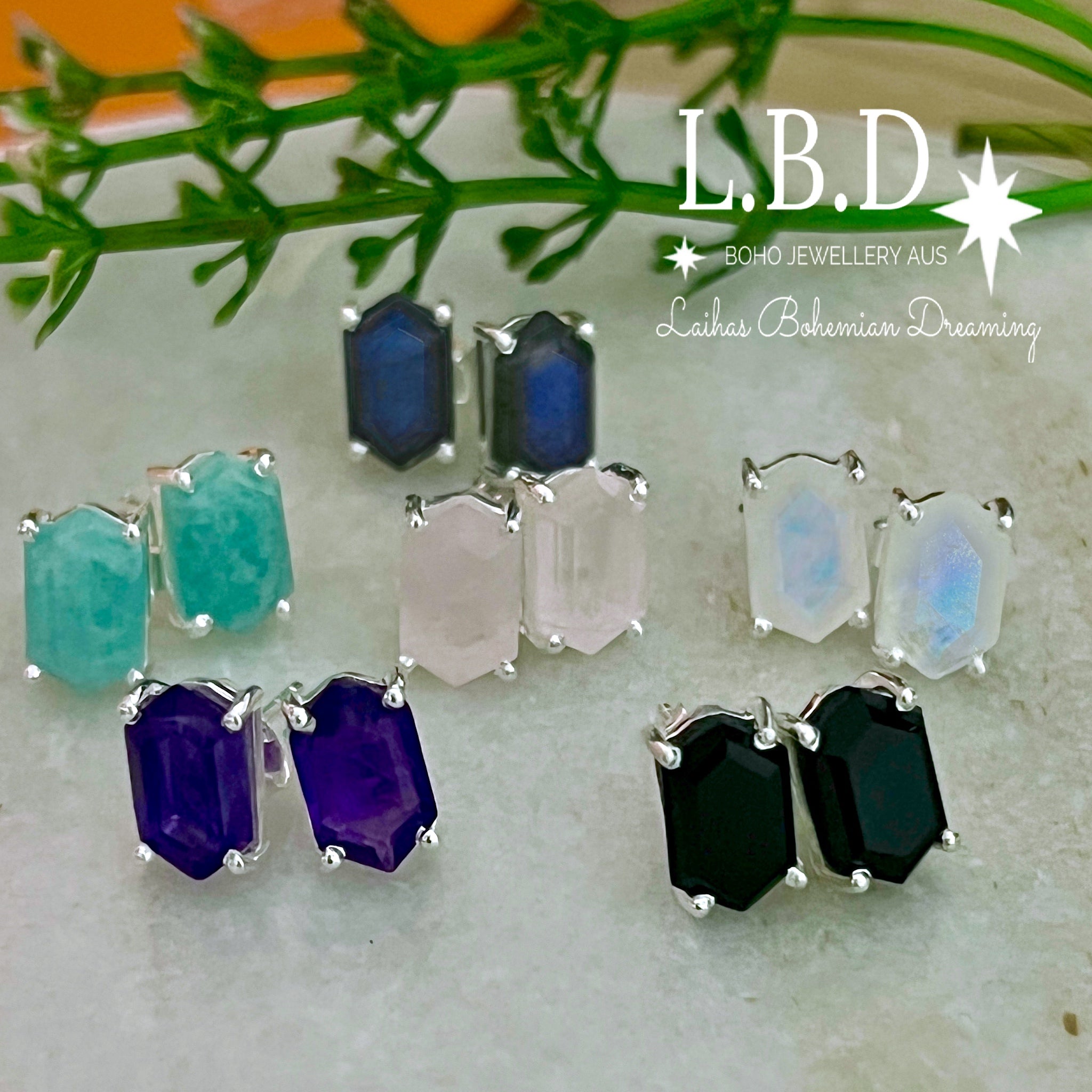 Hexagon Amethyst Stud Earrings for Women - Genuine Purple Crystal Earrings for Daily Wear, Gift Giving & Special Occasions