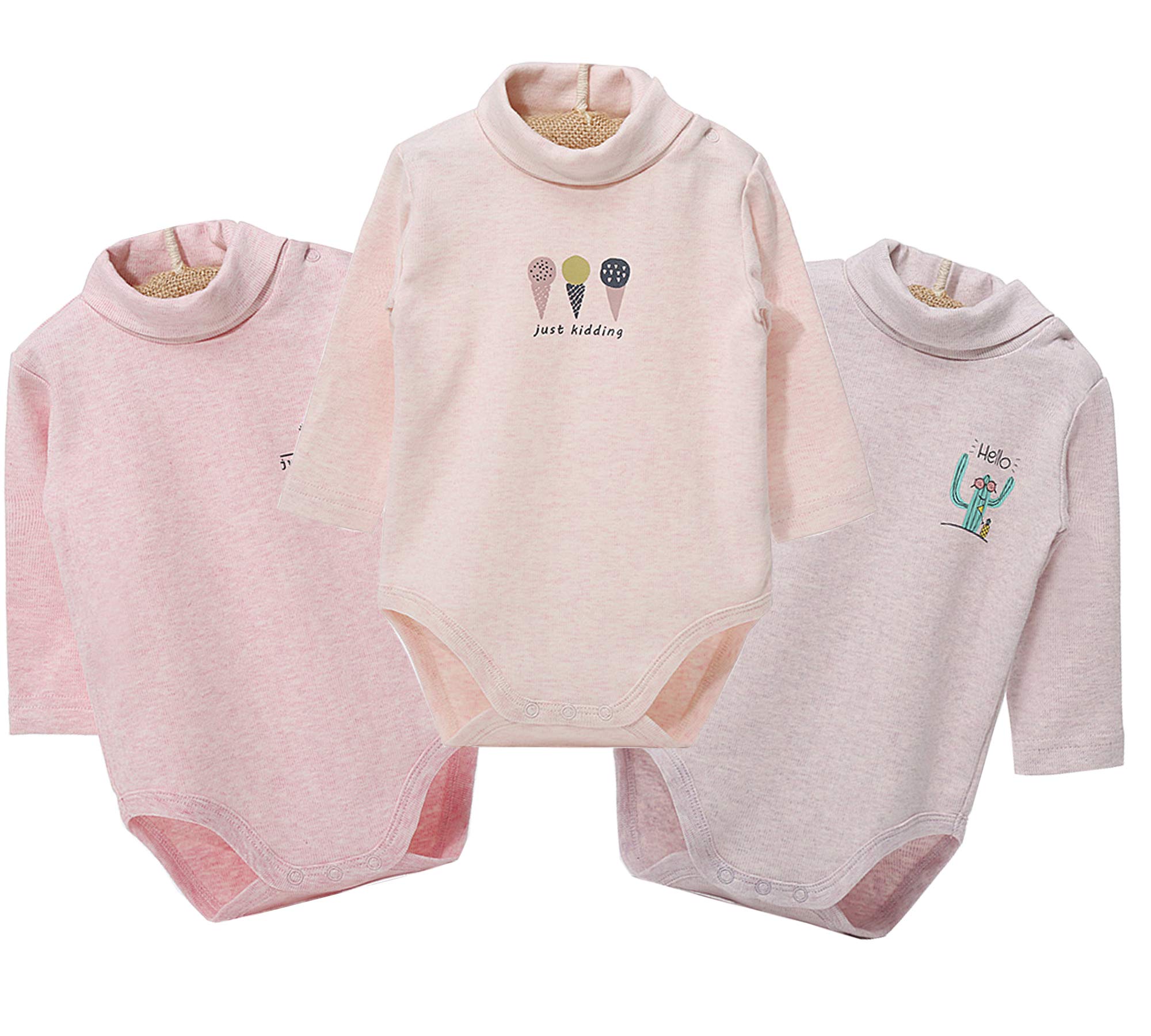 Baby Thermal Onesies - Long Sleeve Turtle Neck Bodysuit for Boys & Girls | Warm Winter Outfit for Infants | Perfect for Fall/Winter Playdates & Cozy Home Days