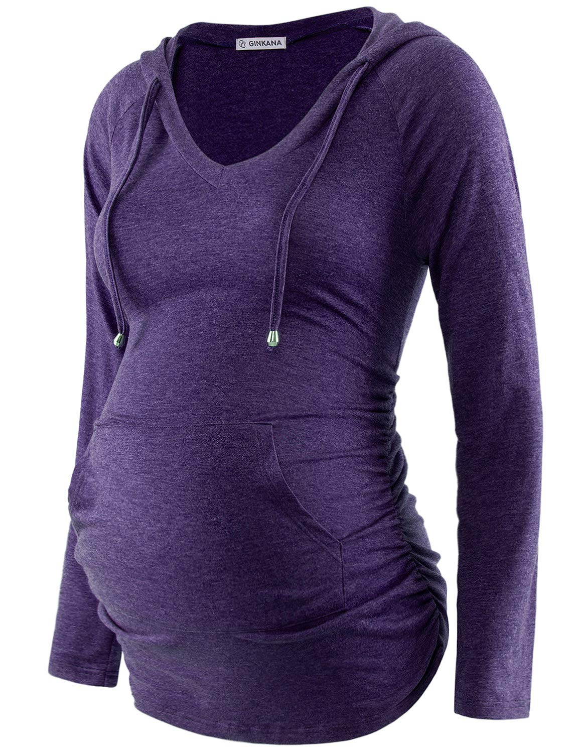 Women's Maternity Hoodie - Soft Long Sleeve V-Neck Pregnancy Sweatshirt & Tunic Top for Comfortable Maternity Wear (Pregnancy, Nursing, Casual Outfits)