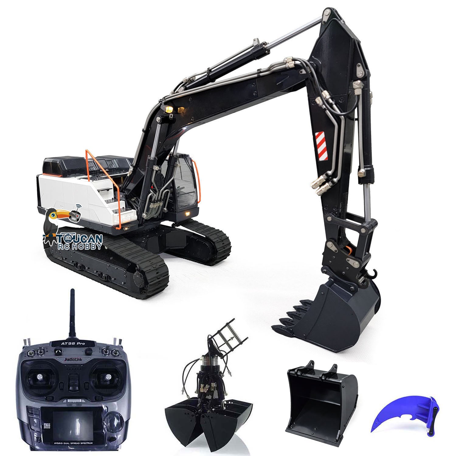 MTM Metal 1/14 Scale Remote Control Hydraulic Excavator Toy - 2 Arms RC Digger Construction Vehicle Model, EC380 Heavy Machinery for Kids & Adults - Perfect for Construction Play, Collecting & STEM Learning