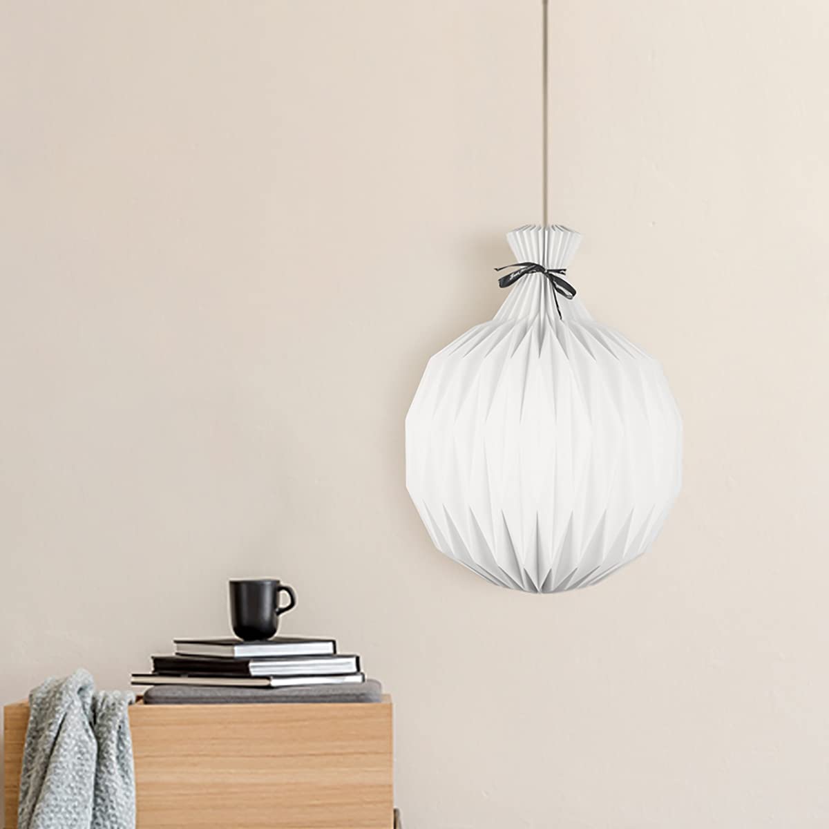Elegant White Adjustable Height Pendant Light Shade - Paper Chandelier Lampshade for Ceiling Hanging Lighting | Perfect for Living Room, Dining Room & Bedroom Decor | Modern Home Interior Lighting Solution