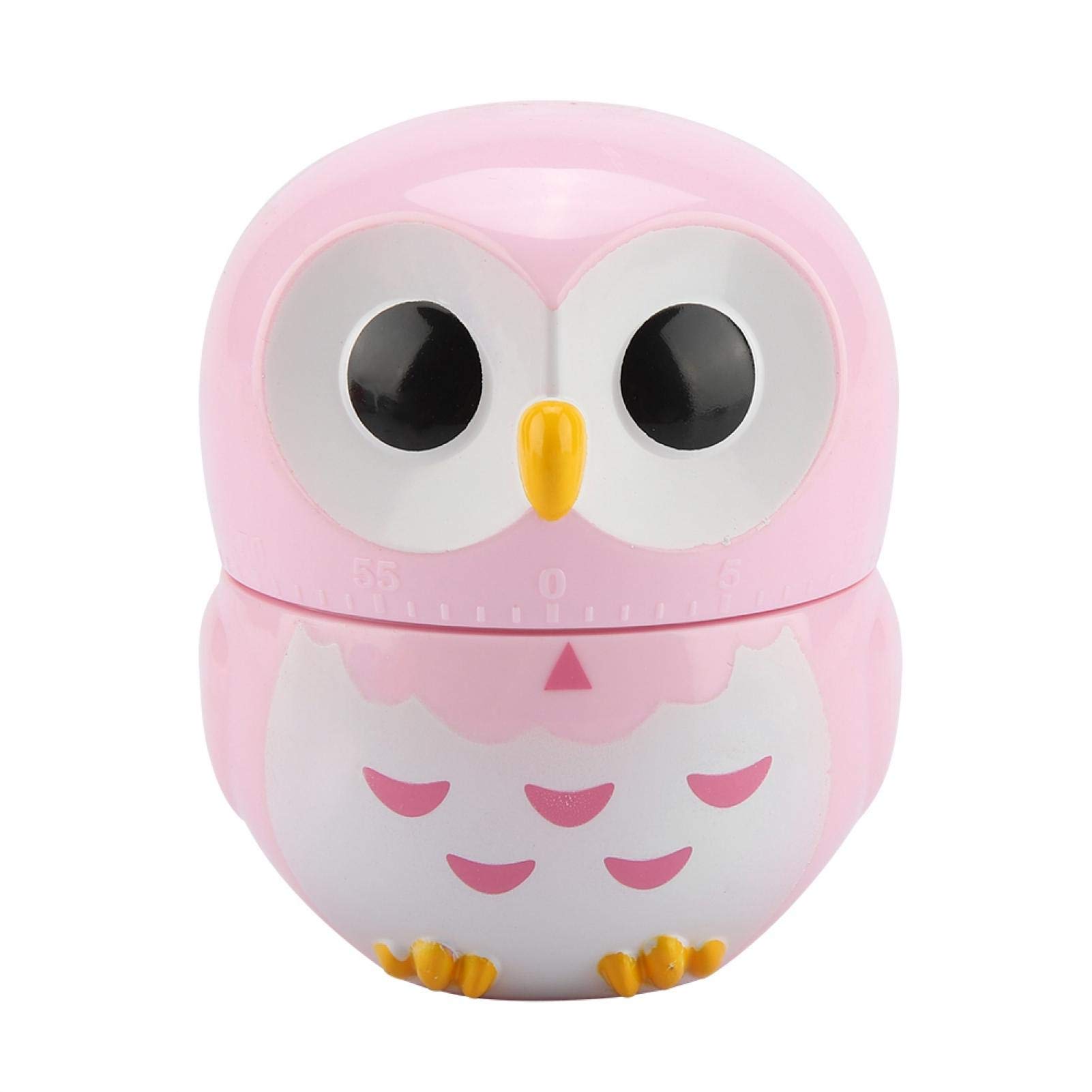Cute Owl-Shaped Kitchen Timer - Manual Mechanical Cooking Alarm Clock for Home, Portable Countdown Clock, Perfect for Baking, Cooking, and Meal Prep (Pink)