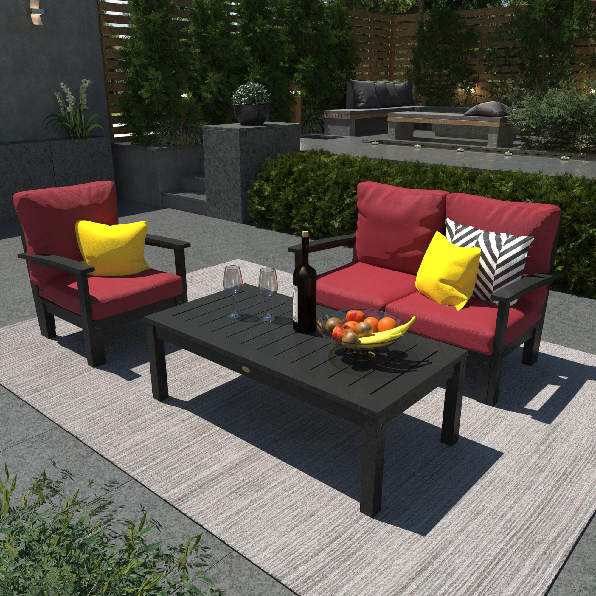 Custom Deep Seating Set - Loveseat, Armchair & Coffee Table for Patio, Garden or Outdoor Conversation Area | Premium Weather-Resistant Furniture