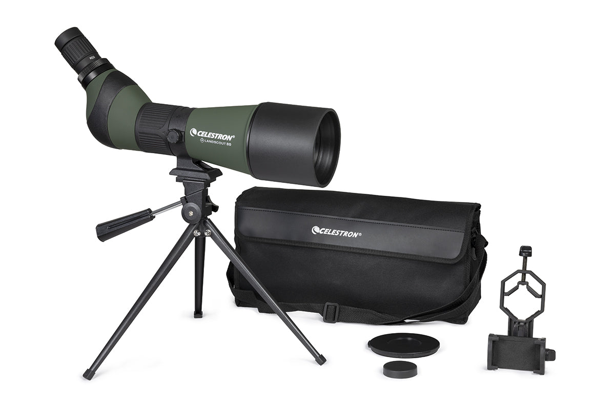 LandScout 20-60x80mm Angled Zoom Spotting Scope with Tripod & Phone Adapter - Compact Hunting Telescope for Bird Watching, Target Shooting & Outdoor Adventures
